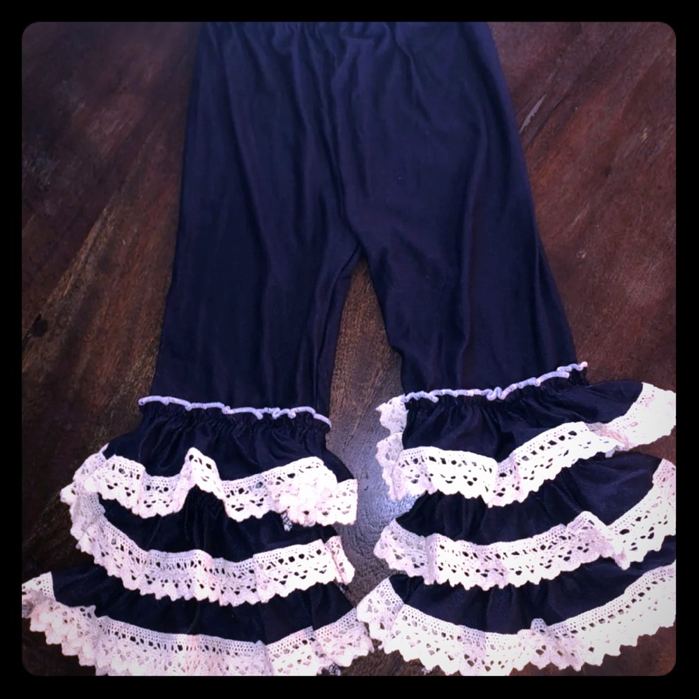 2T Toddler Girl Lace Navy Flare Pants. NWOT